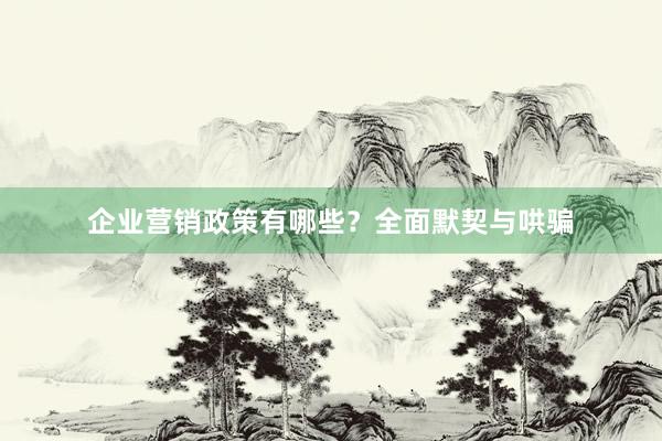 企业营销政策有哪些?全面默契与哄骗